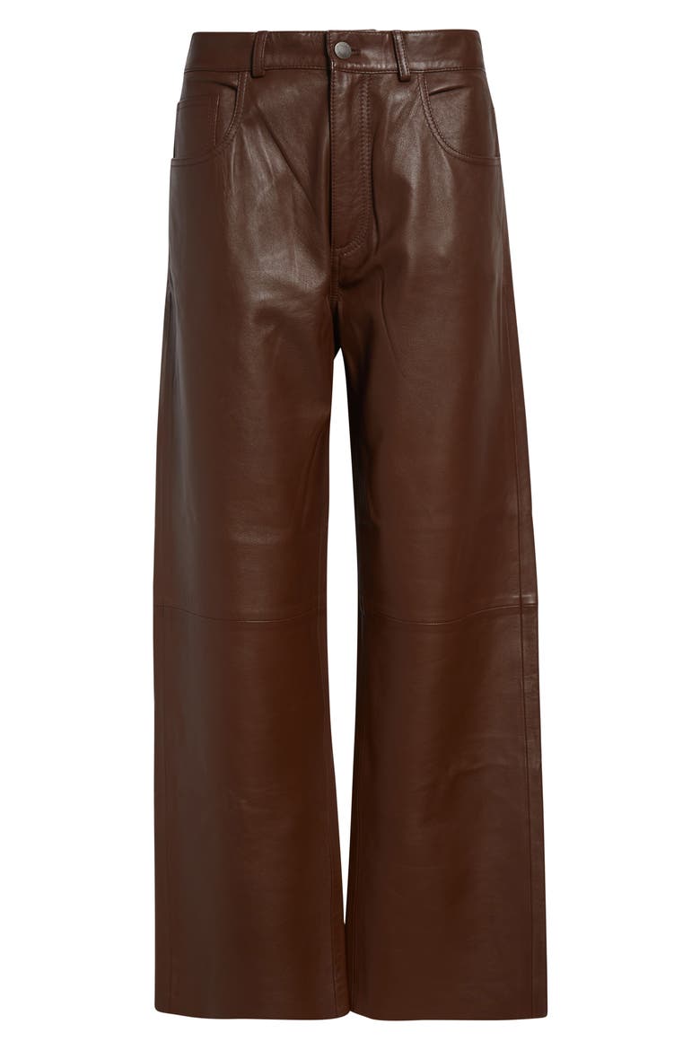 Bonnie Lambskin Leather Pants, Alternate, color, CHOCOLATE