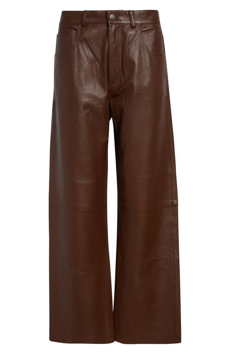 Haikure Bonnie Lambskin Leather Pants, Alternate, color, Chocolate