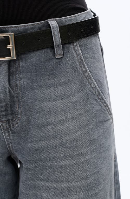 Bayeas Slant Pocket Mid Rise Wide Leg Jeans In Gray