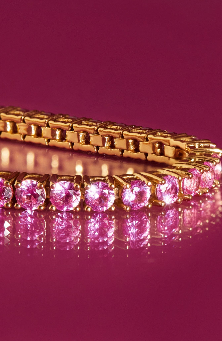 Aurate New York Lab Grown Pink Sapphire Tennis Bracelet, Alternate, color, Pink Sapphire