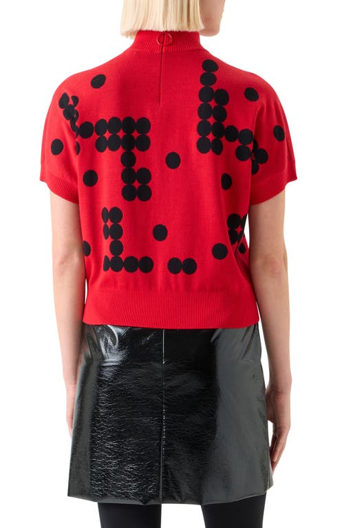 Akris Punto Dot Grid Jacquard Merino Wool Knit Sweater In Red