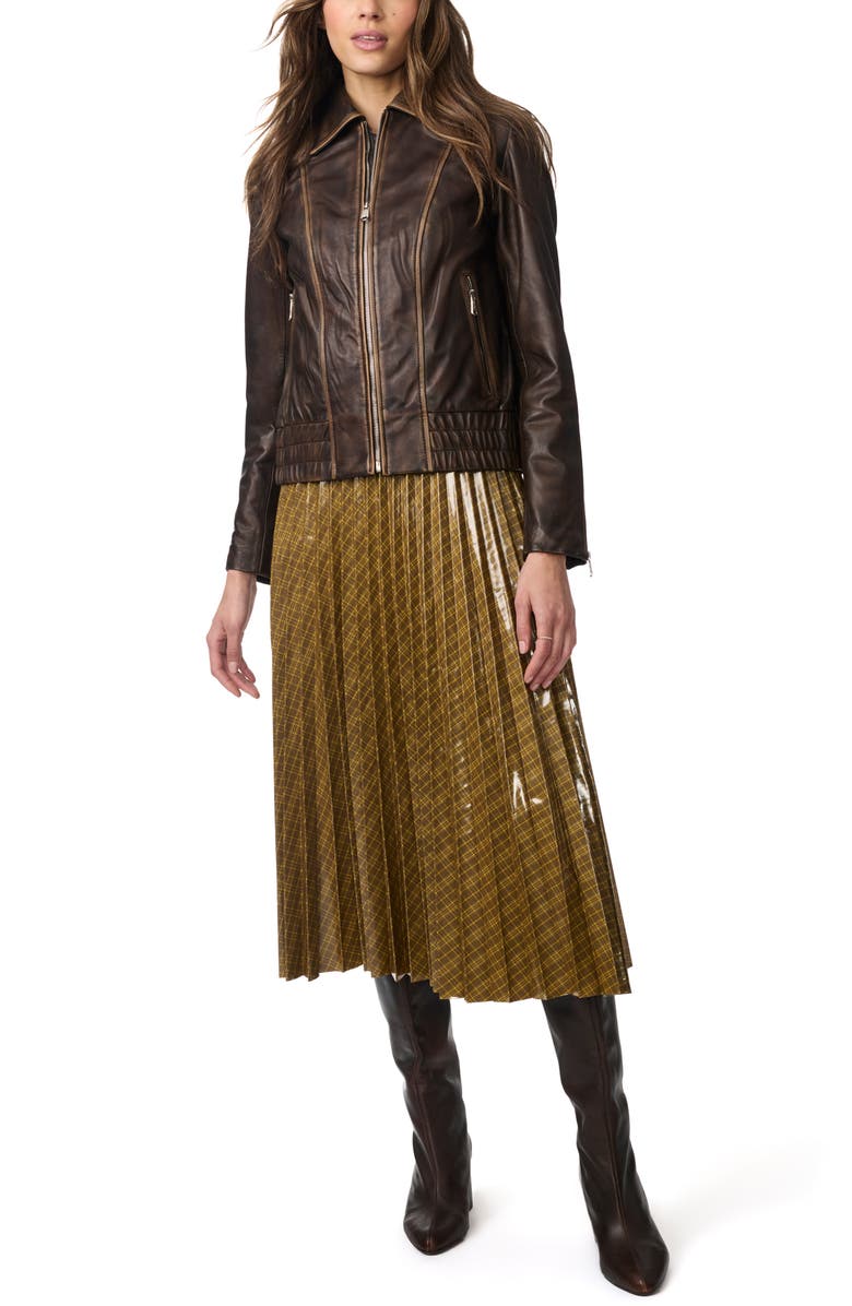 Bernardo Distressed Lambskin Leather Jacket, Alternate, color,