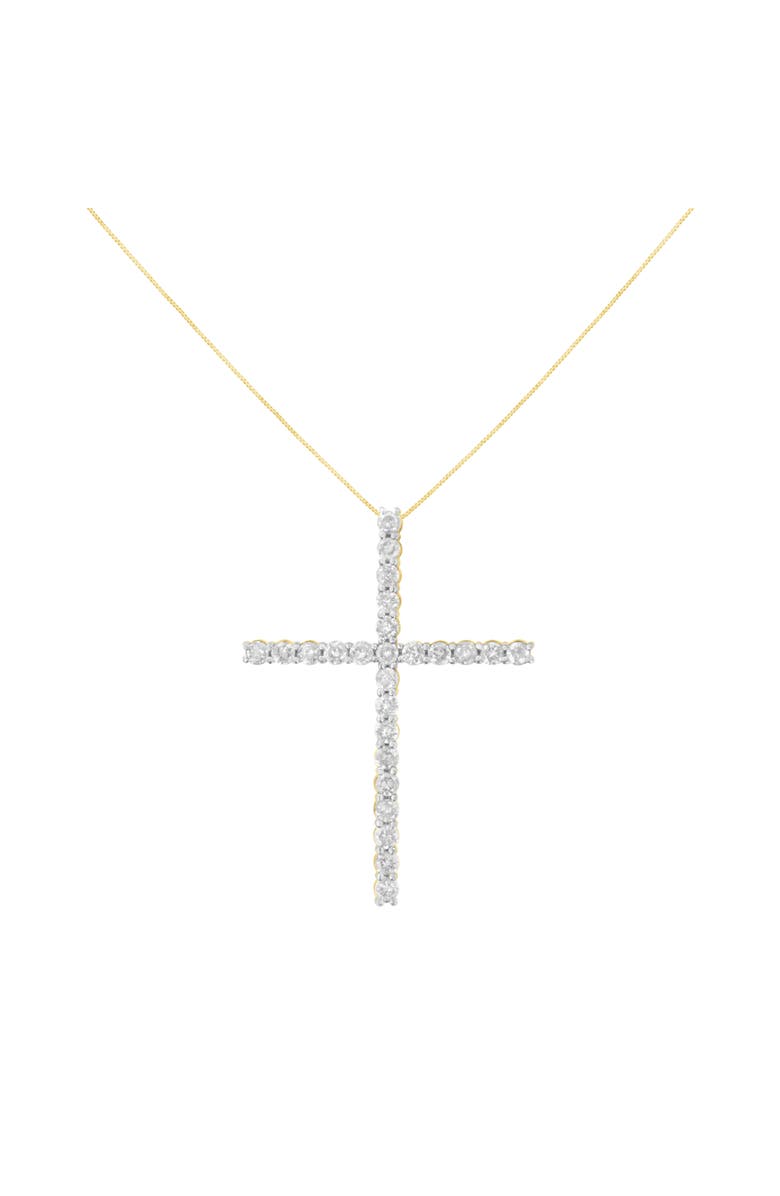 Haus of Brilliance Silver 2 1/2 cttw Diamond Cross Pendant Necklace, Alternate, color, Yellow Gold Over Silver