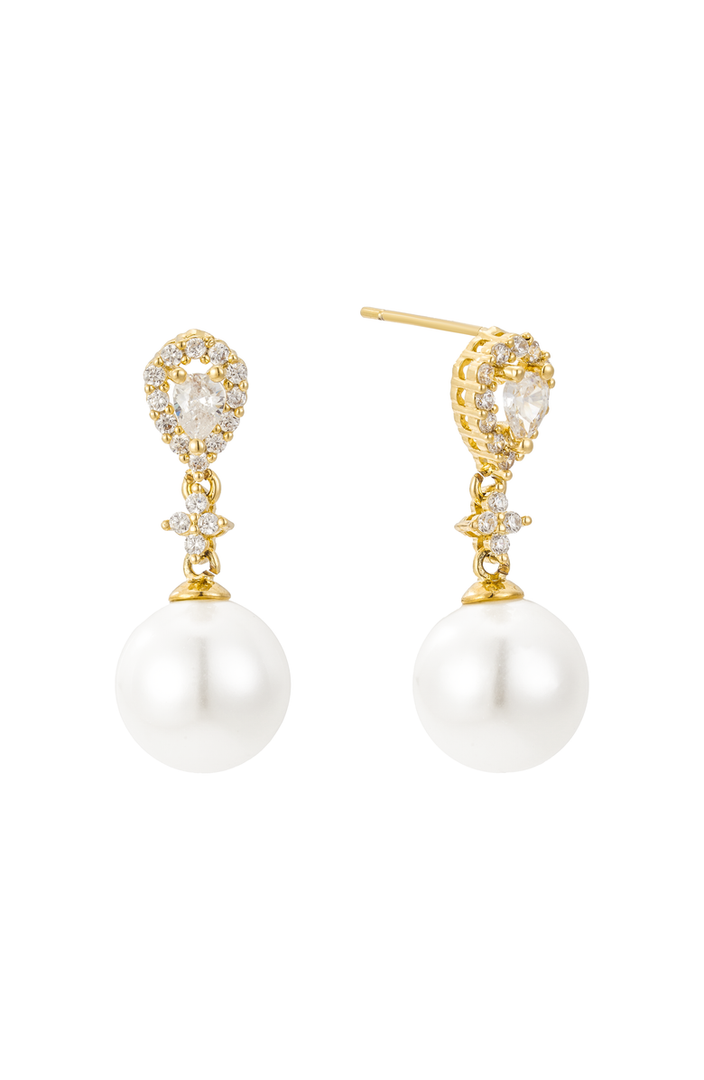 Untamed Petals Melody Pearl Drop Earrings, Main, color, Gold