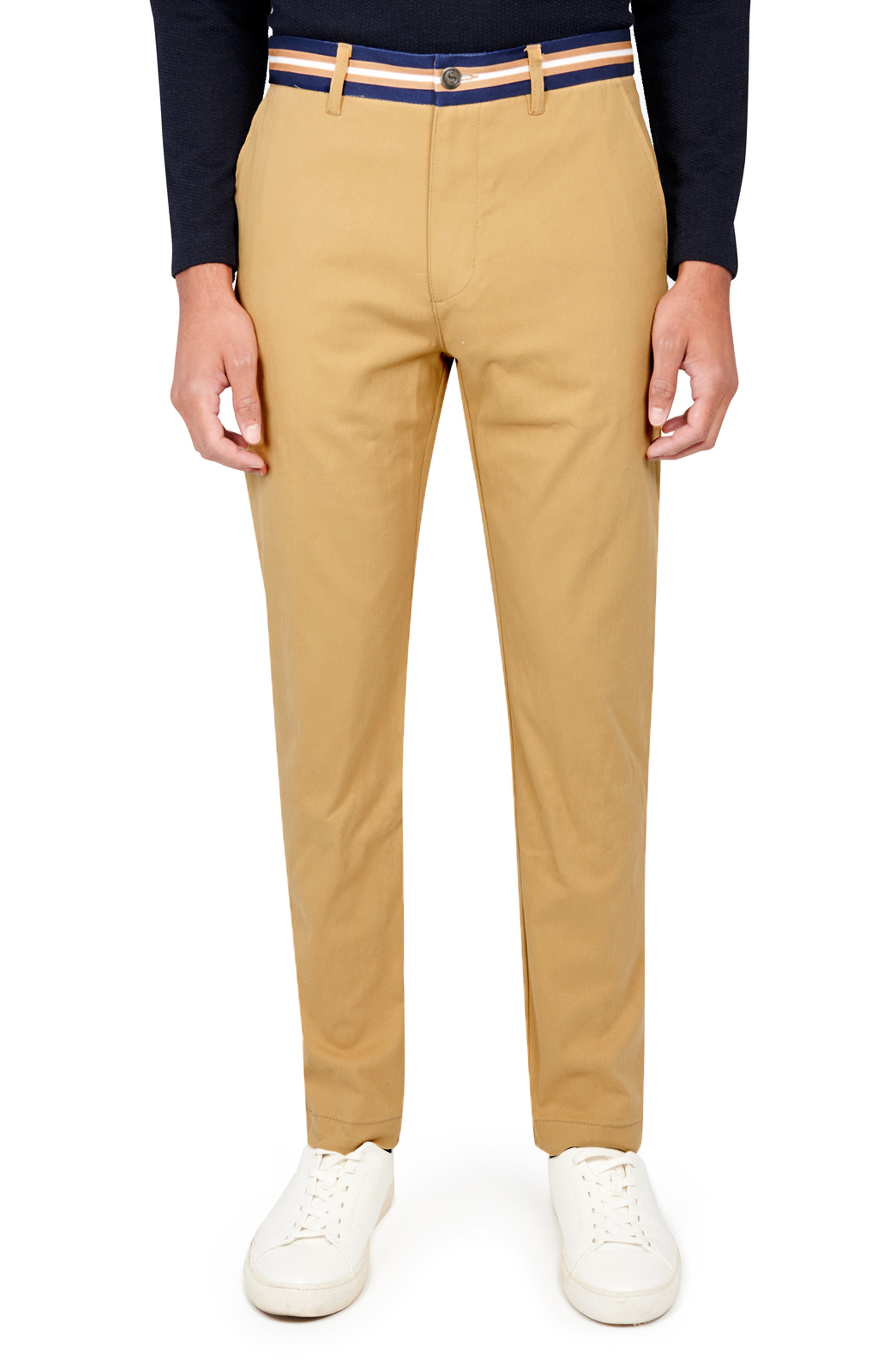 Slim Fit Solid Cotton Stretch Pants