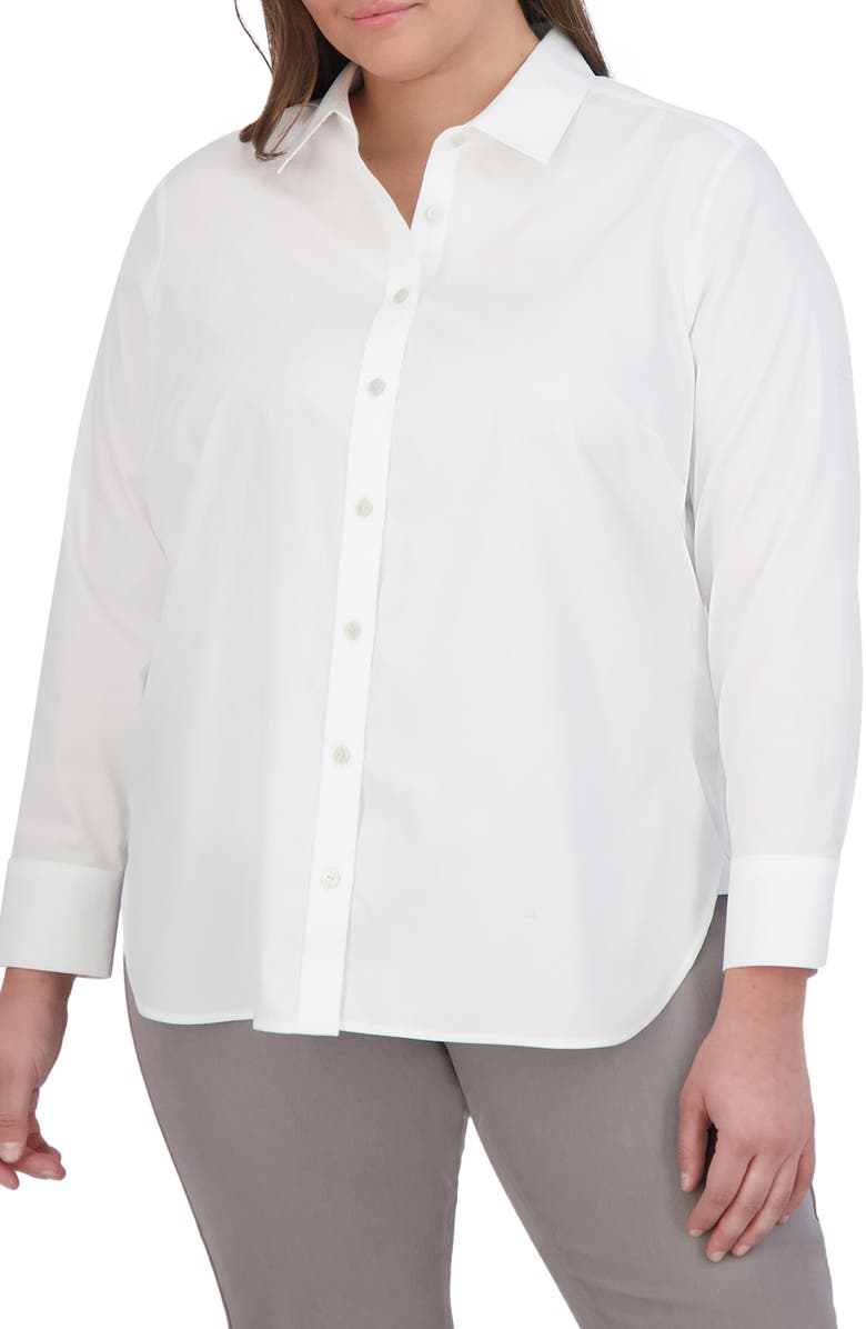Foxcroft Meghan Non-Iron Cotton Button-Up Shirt, Main, color, White