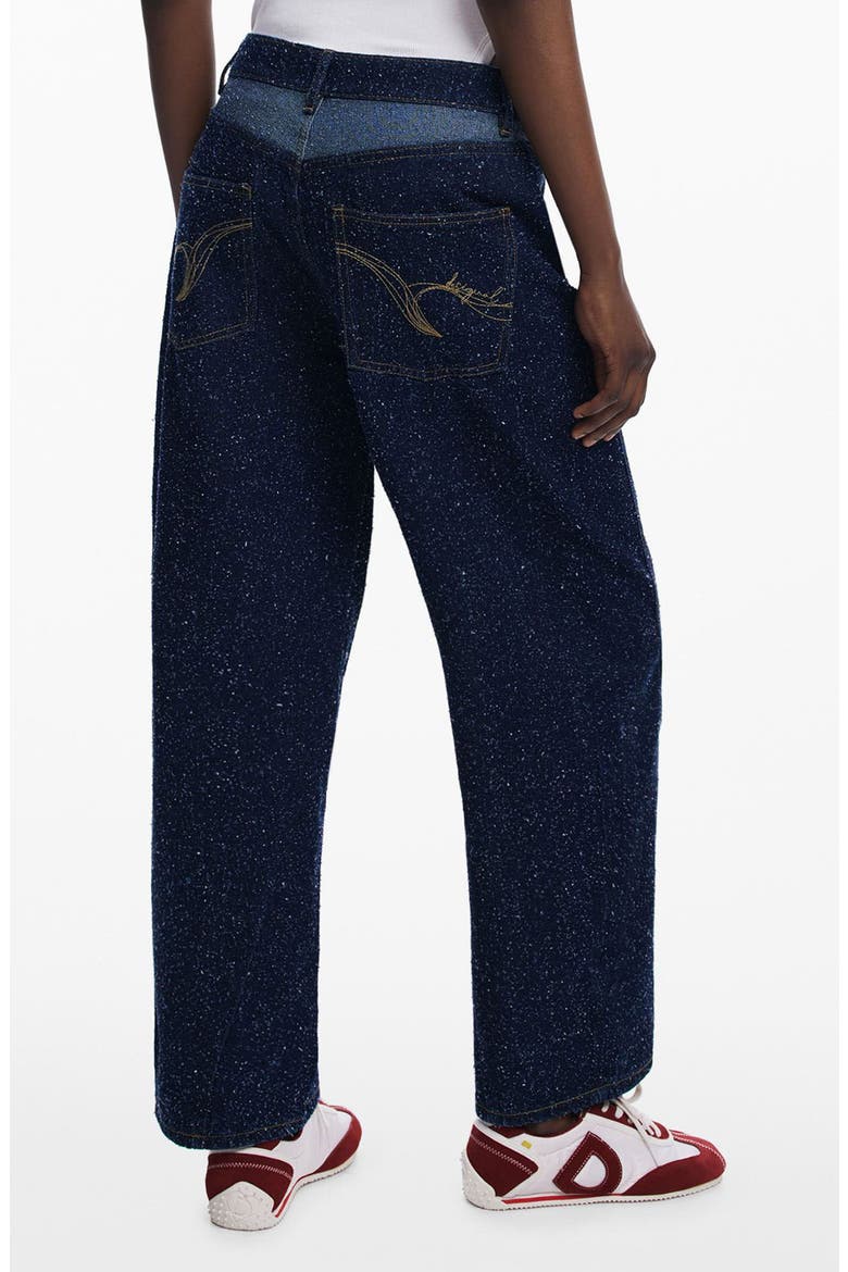 Hight Waist Two-Tone Wide Leg Jeans, Alternate, color, DARK BLUE