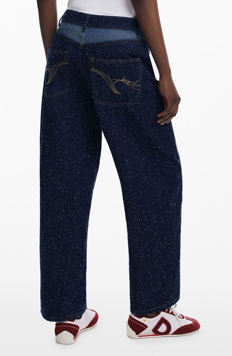 Desigual Hight Waist Two-Tone Wide Leg Jeans, Alternate, color, Dark Blue