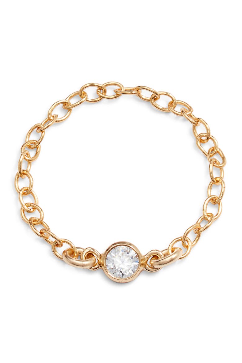 Renata Cubic Zirconia Chain Ring, Main, color, GOLD