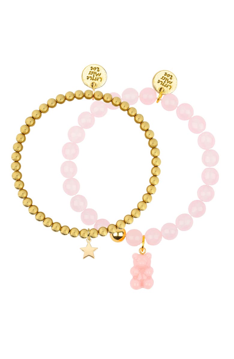 Little Miss Zoe Gummy Bear Gemstone Bracelet Duo, Main, color, Pink
