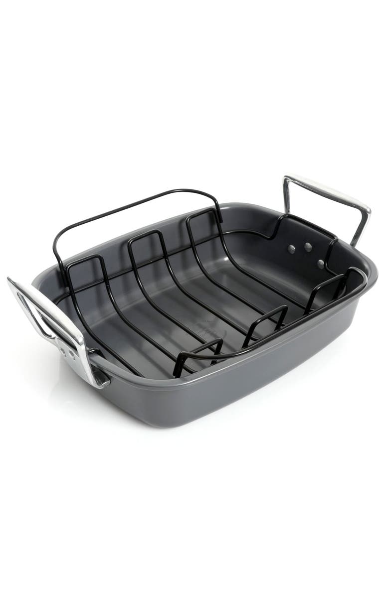 Kenmore Travens 17 Inch Carbon Steel Roaster with Rack, Main, color, Grey