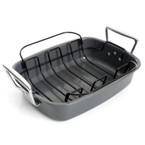 Kenmore Travens 17 Inch Carbon Steel Roaster With Rack In Gray