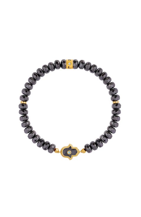 Guardian Spirit Hematite & Aquamarine Hamsa Bracelet