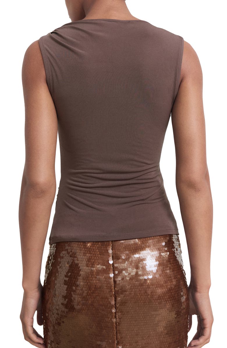 MANGO Jewel Detail Ruched Sleeveless Top, Alternate, color, Light/ Pastel Brown