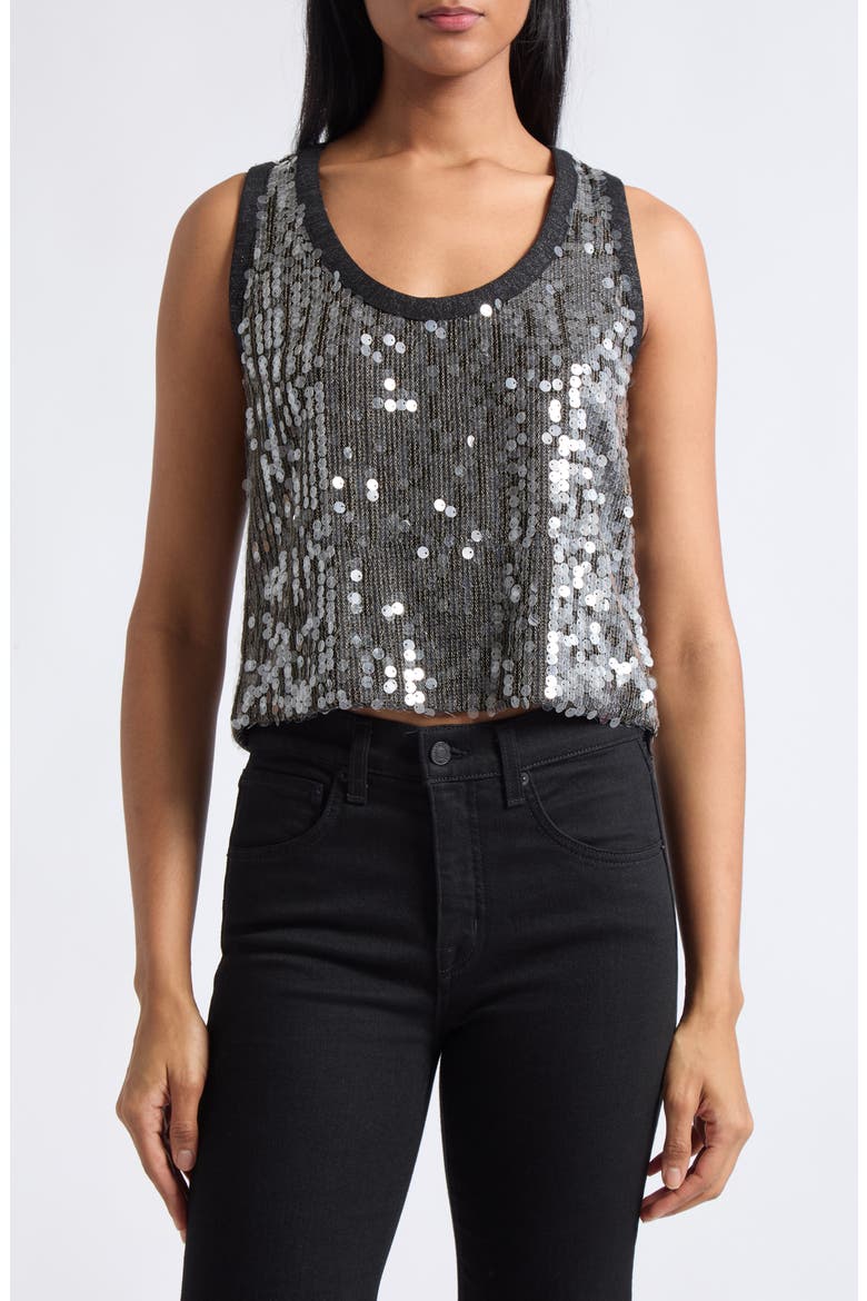 Lexi Sequin Sweater Tank, Main, color, GUNMETAL PAILLETTE