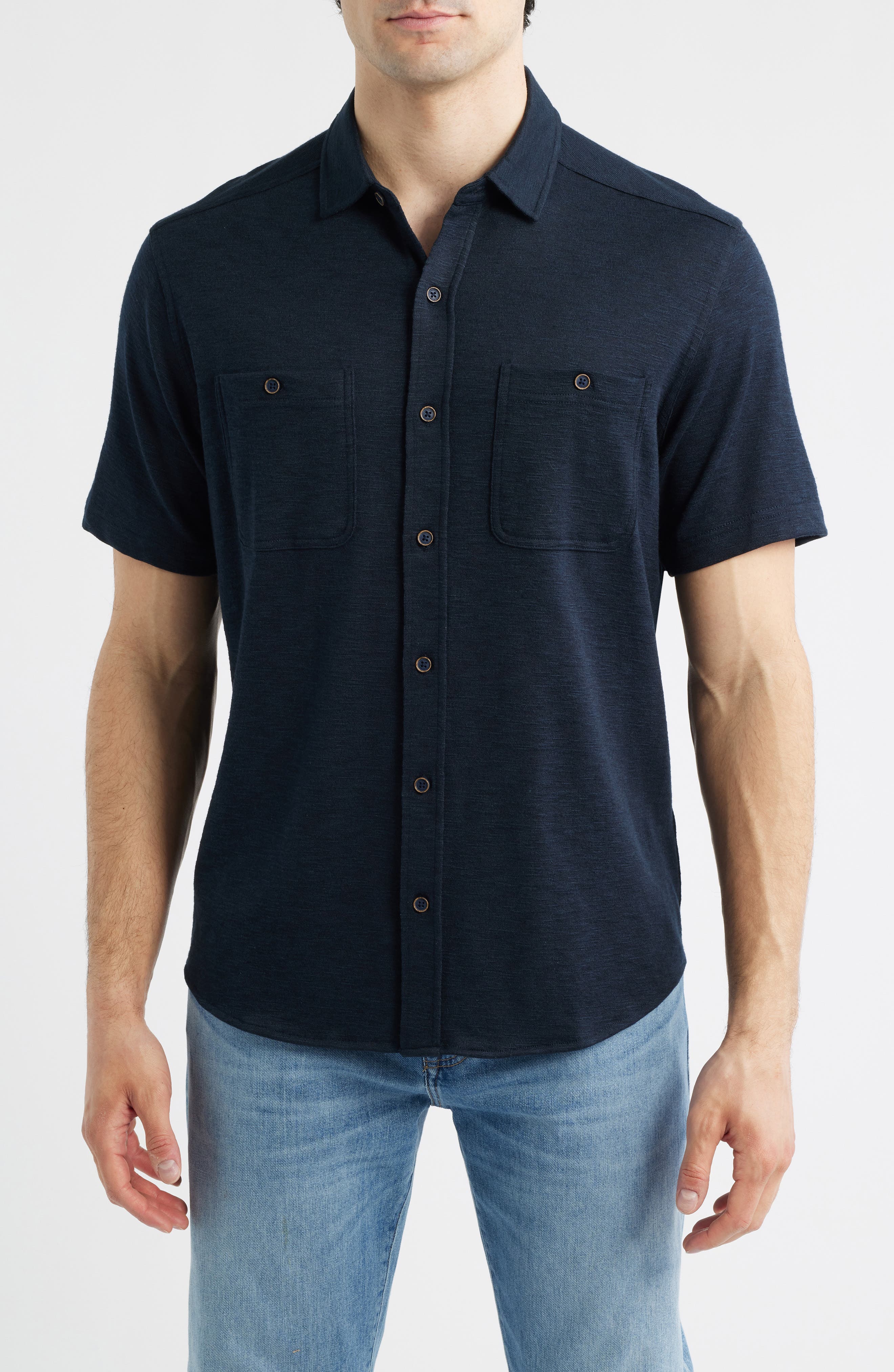 Riley Knit Short Sleeve Button-Up Shirt