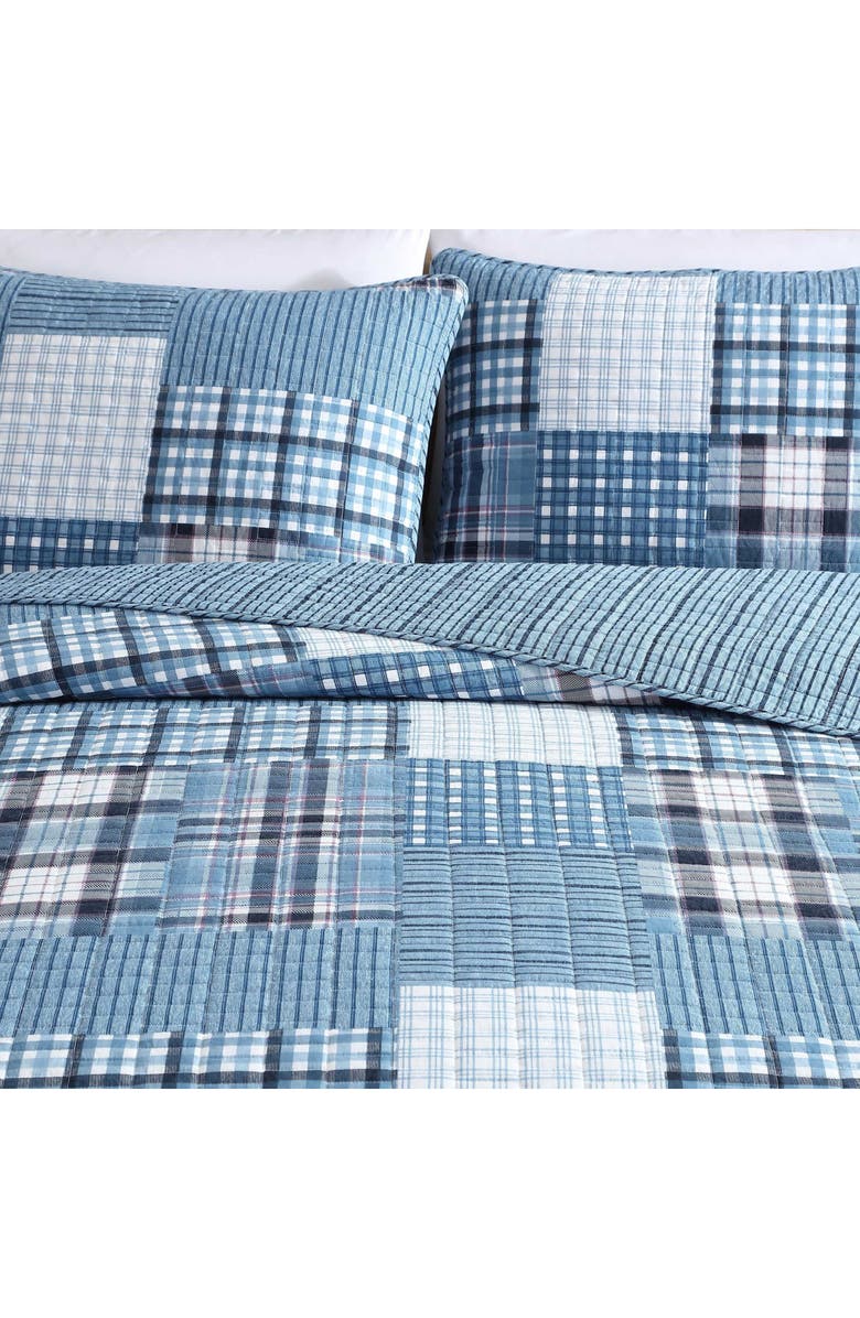 Eddie Bauer Hawthorne Cotton Quilt 3-Piece Set, Alternate, color, Spring White/ Blue/ Purple
