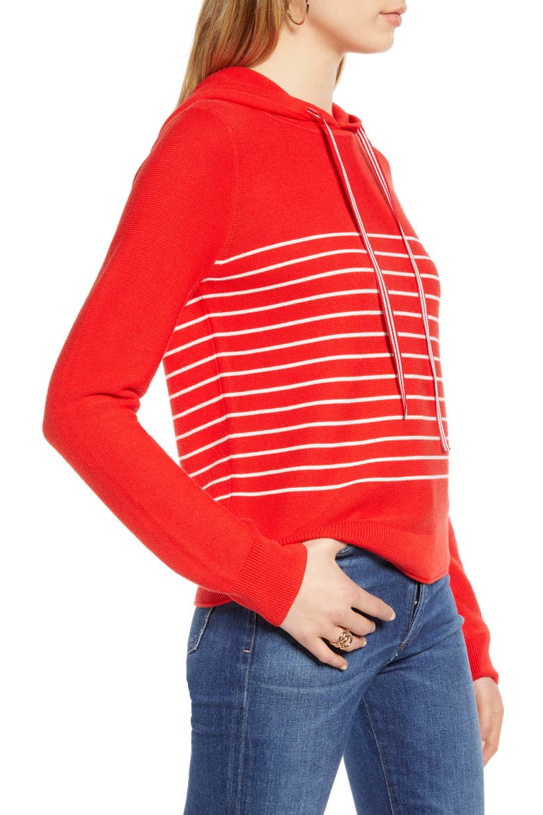 Nautical Stripe Cotton Blend Hooded Sweater, Alternate, color, RED- IVORY C PLCD LUKAH STP