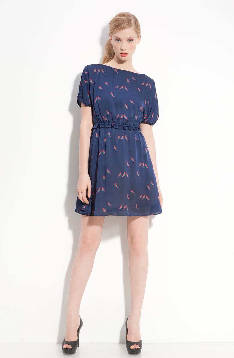 MARC BY MARC JACOBS 'Finch Charm' Print Silk Dress, Alternate, color, 