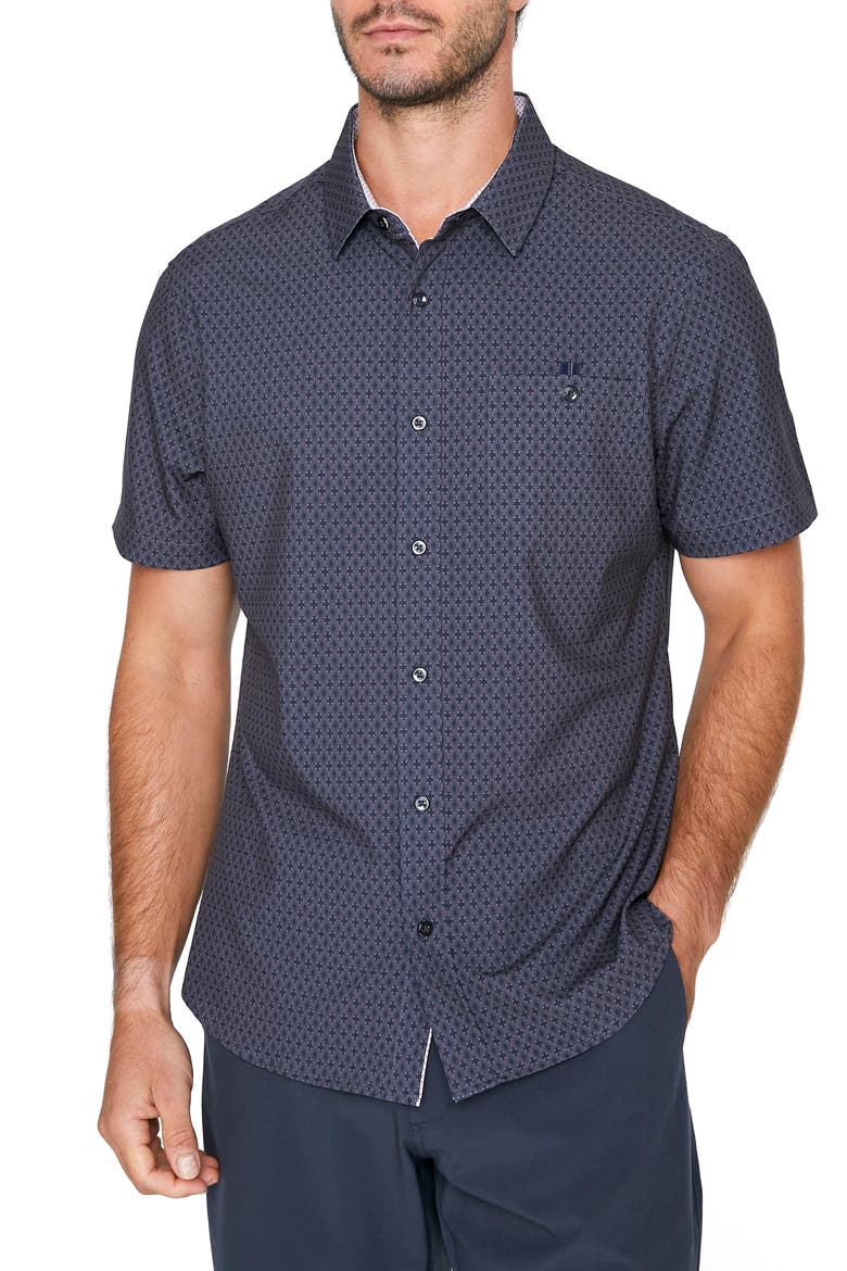 Flawless Short Sleeve Button-Up Shirt, Main, color, CHARCOAL