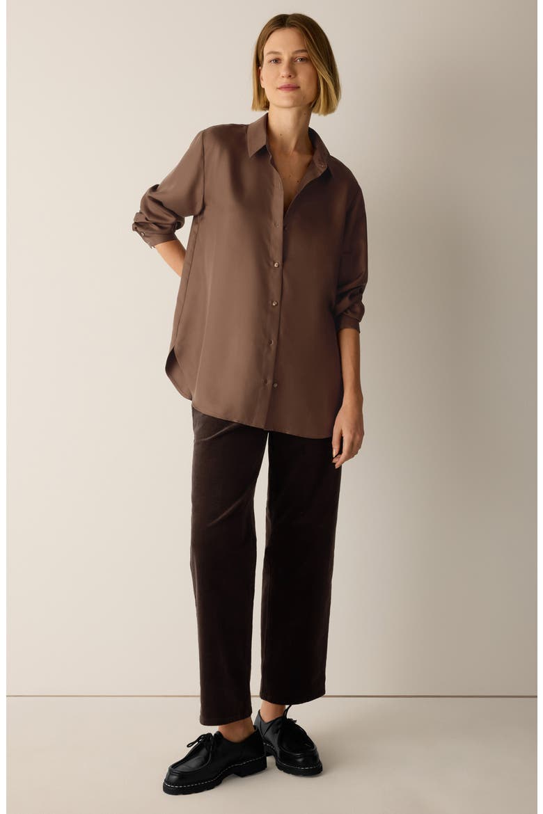 Silk Long Shirt, Alternate, color, HAZELWOOD