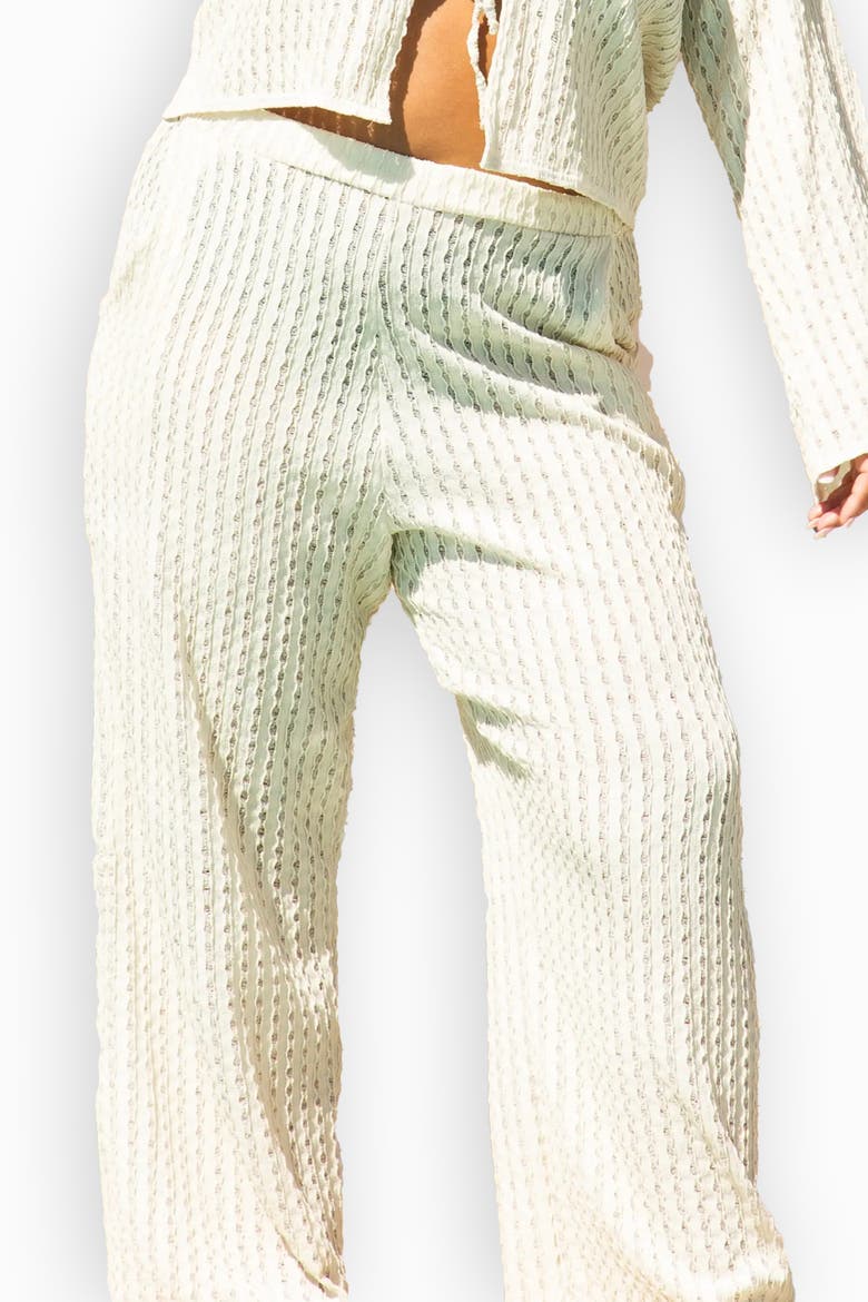 Wide Leg Crochet Resort Pants, Main, color, Beige