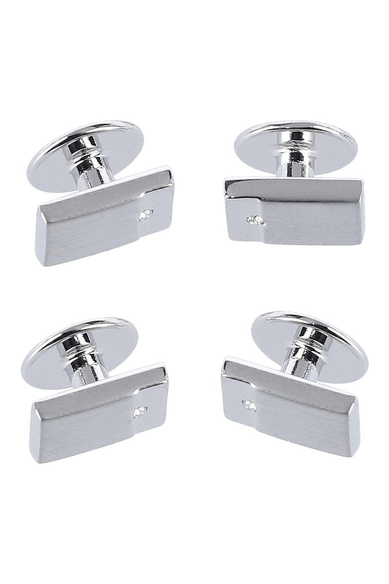 The Kingsley Square Cuff Link & Stud Set, Alternate, color, SILVER