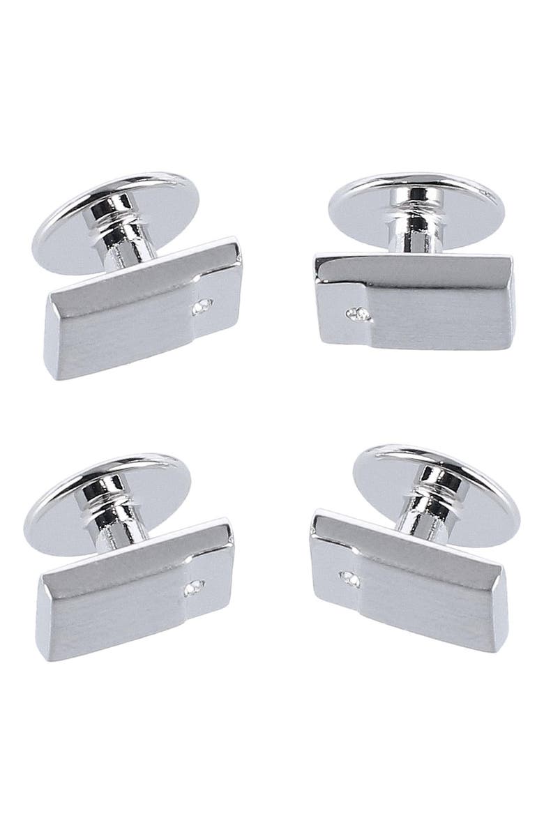 Trafalgar The Kingsley Square Cuff Link & Stud Set, Alternate, color, Silver