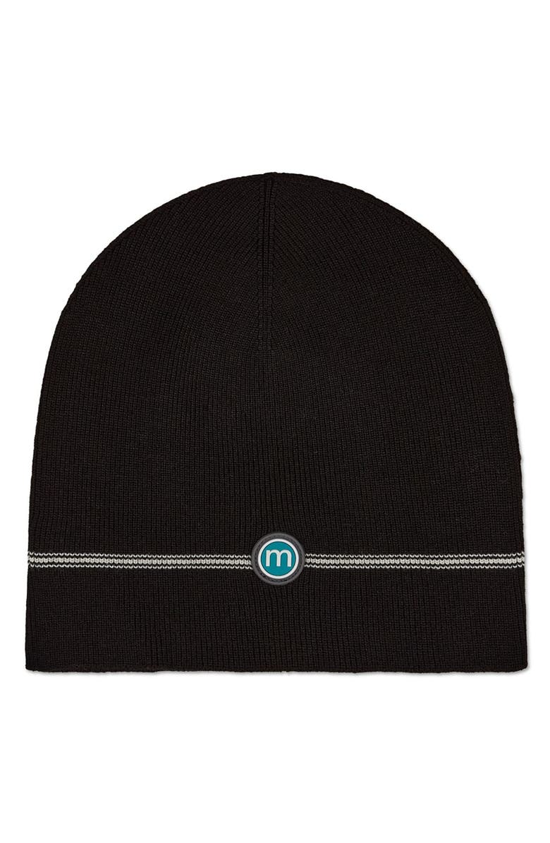 MeMoi Knit-In Bow Beanie, Main, color, Black