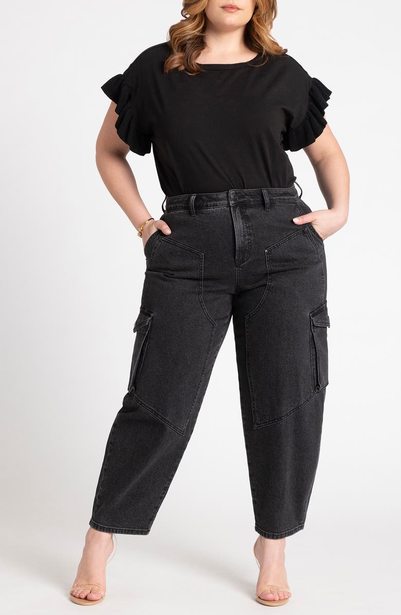 ELOQUII Ruffle Sleeve T-Shirt, Alternate, color, 