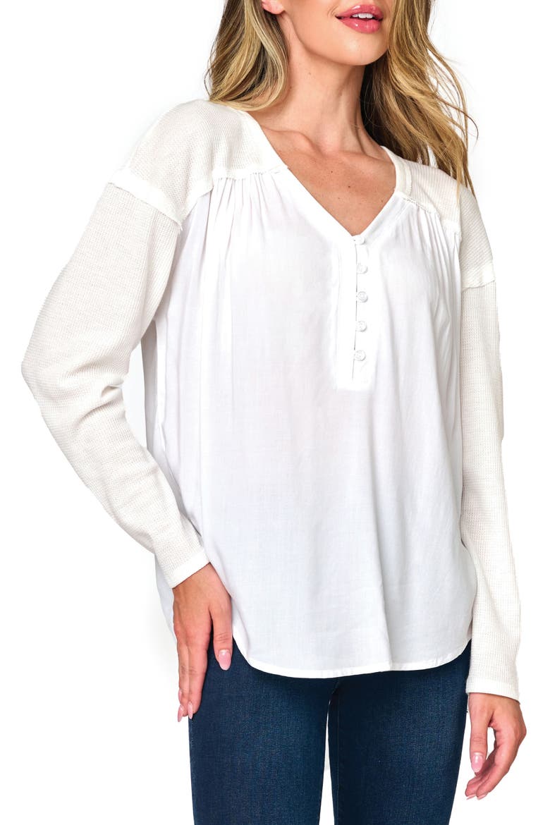 Gemma Mix Media Henley, Main, color, WHITE
