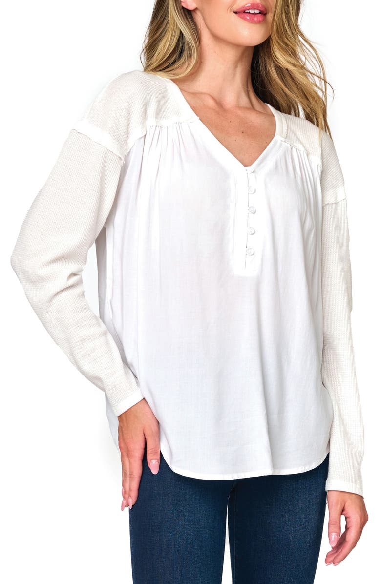 GIBSONLOOK Gemma Mix Media Henley, Main, color, White