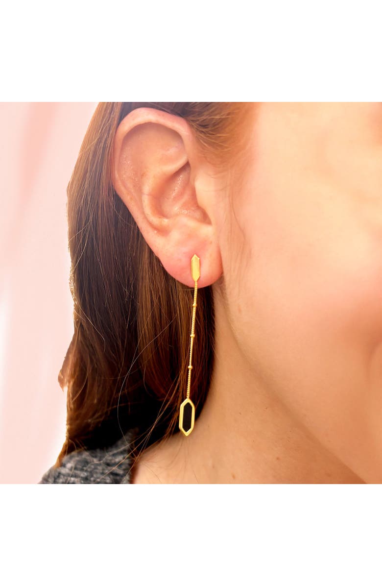 The Lovery Fine Jewelry Onyx Hexagon Bead Drop Earrings, Alternate, color, Onyx