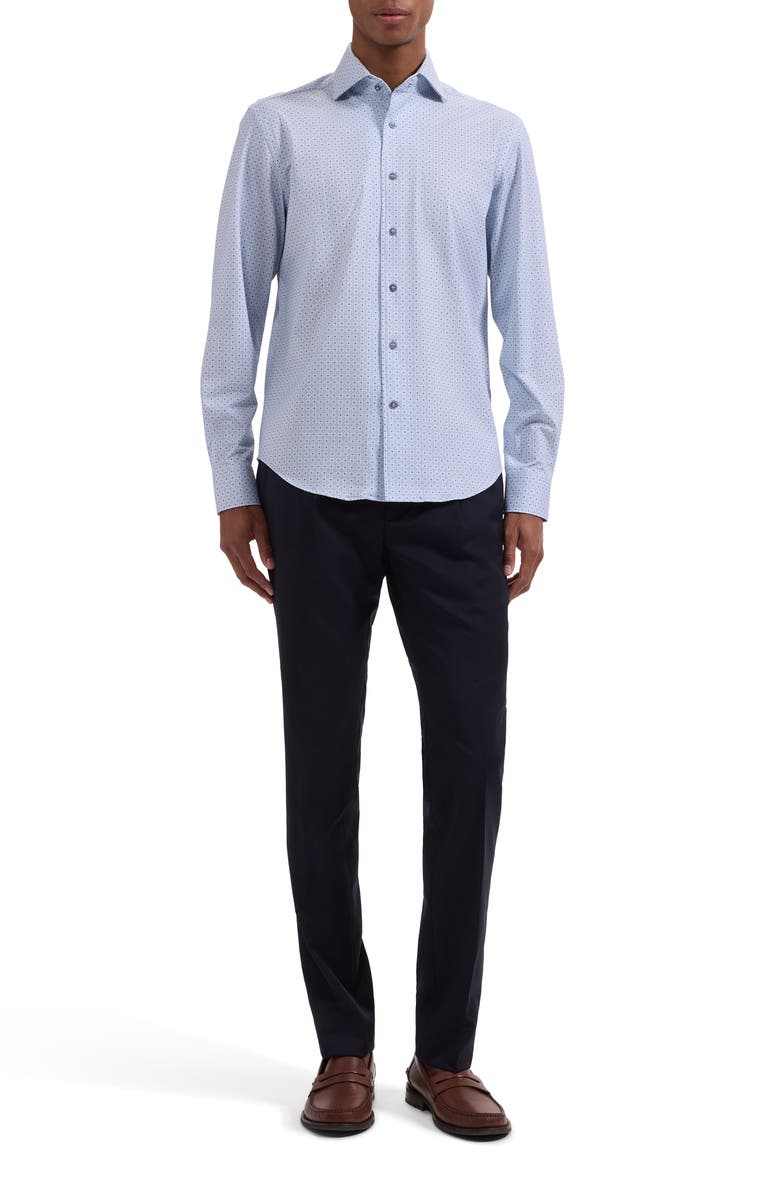 Bugatchi Devon OoohCotton<sup>®</sup> Tile Geo Print Button-Up Shirt, Alternate, color, Ether