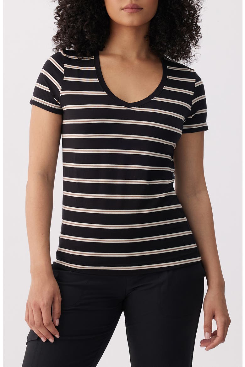 Dynamic Stripe V-Neck T-Shirt, Main, color, BLACK DYNAMIC STRIPE