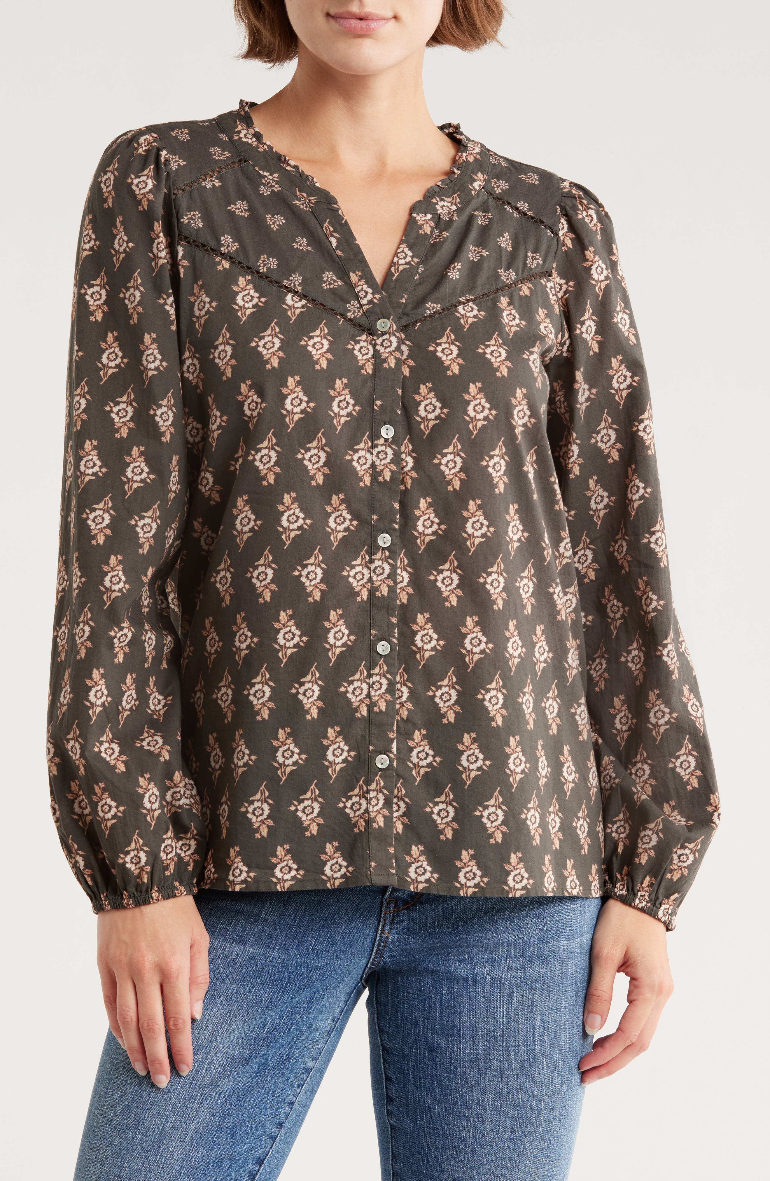 Lucky Brand Floral Long Sleeve Button-Up Shirt