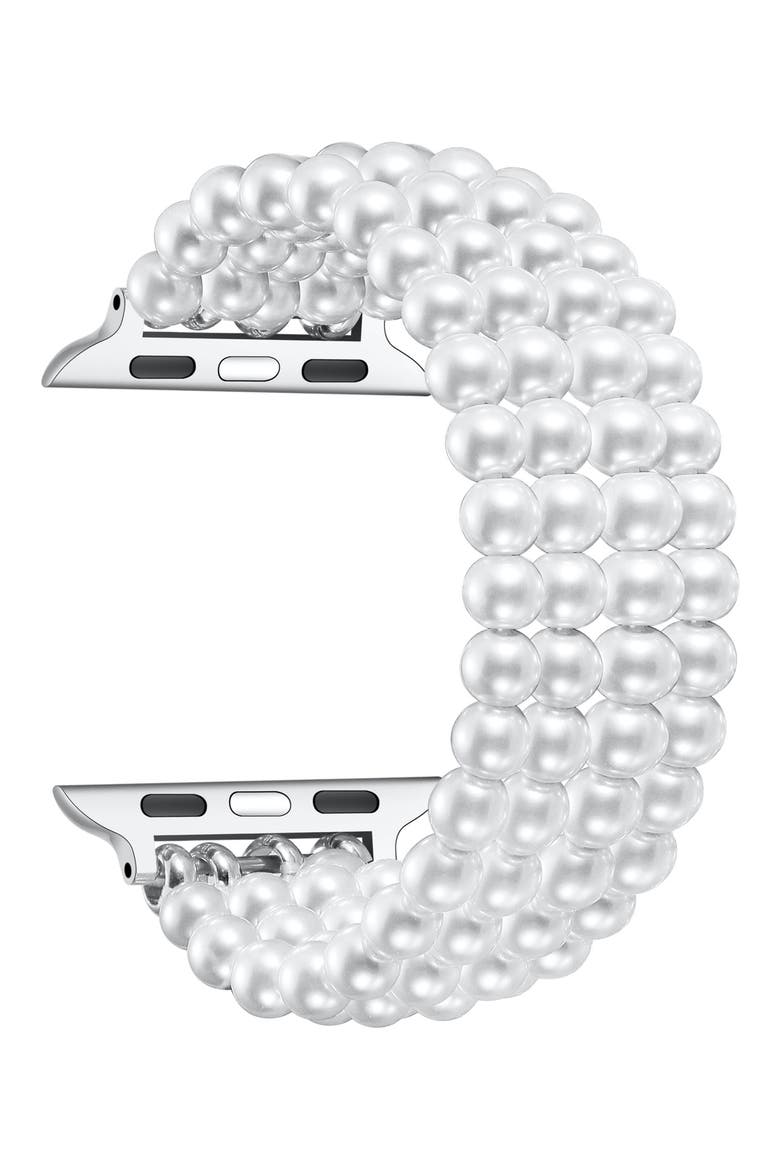 Ariel Imitation Pearl Apple Watch® Bracelet Watchband, Alternate, color, WHITE