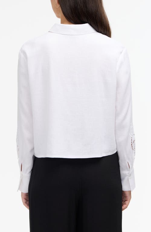 Ellen Tracy Eyelet Inset Button-up Shirt In White