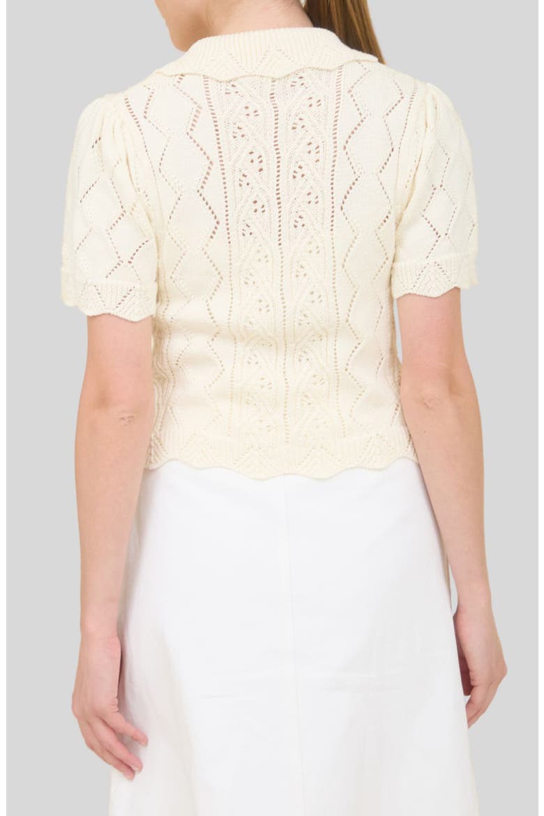 Floral Tie Front Cardigan, Alternate, color, CREAM