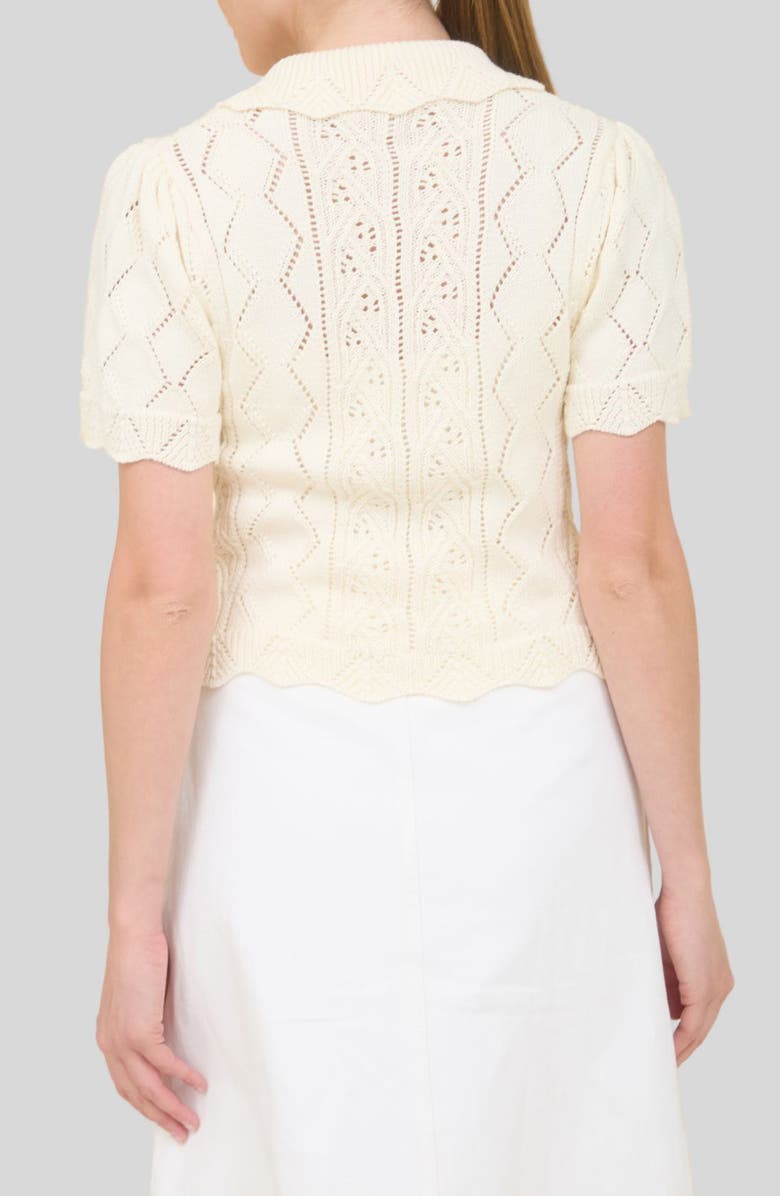 ZOE AND CLAIRE Floral Tie Front Cardigan, Alternate, color, Cream