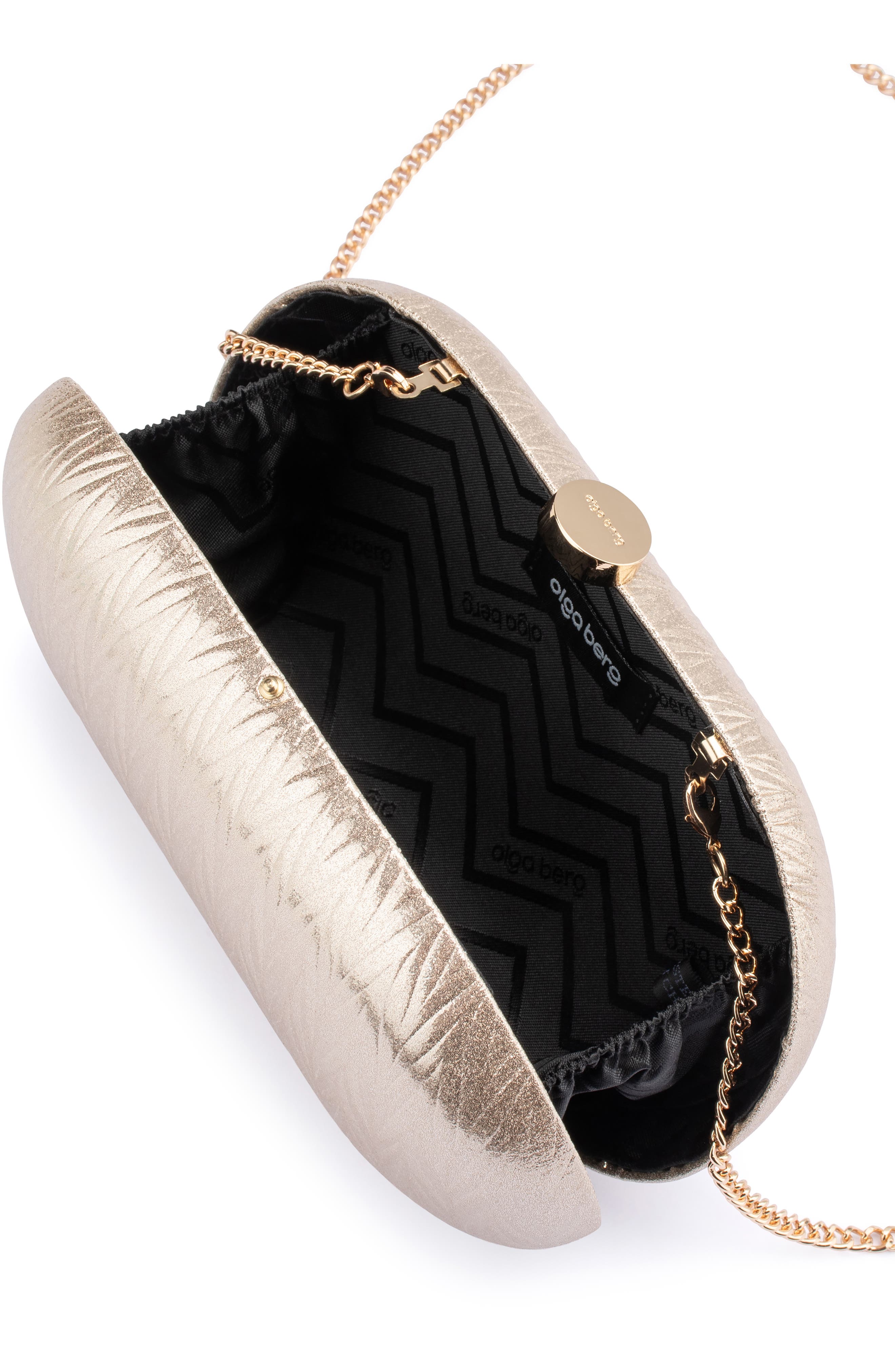Izza Oval Frame Clutch, Alternate, color, GOLD