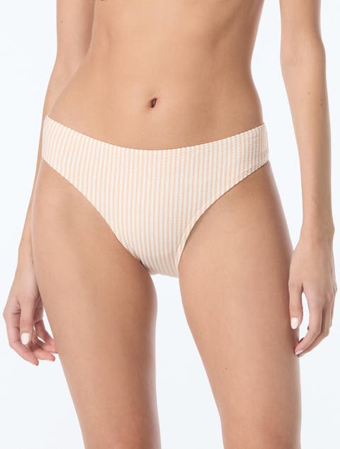 Striped High Cut Bikini Swim Bottom Swimsuit