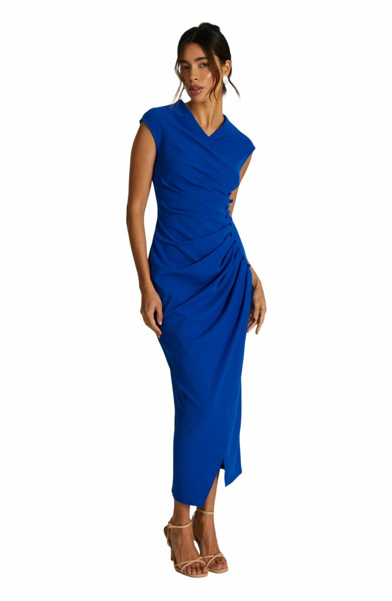 QUIZ Scuba Crepe Maxi Dress With Wrap Button Detail, Main, color, 