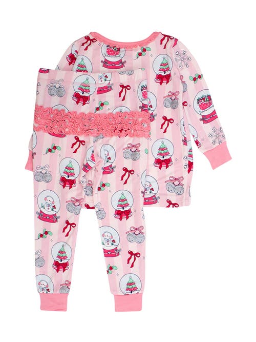 Rufflebutts Softsnooze Ruffle Long Sleeve Pajama Set, Signature Rear Ruffles In Pink