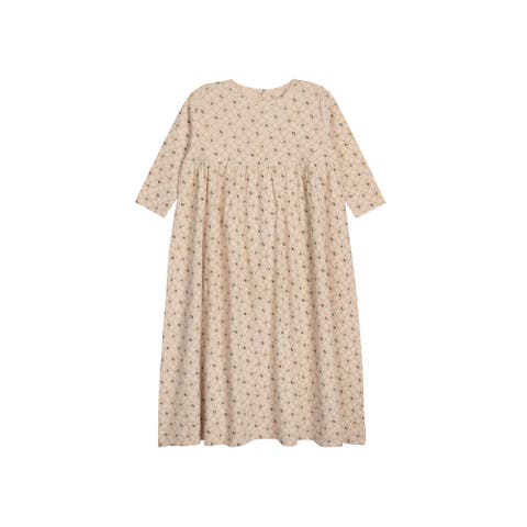 Floral Grid Collection - Girls Dress 3/4 Sleeves (Toddler, Little Kid & Big Kid)