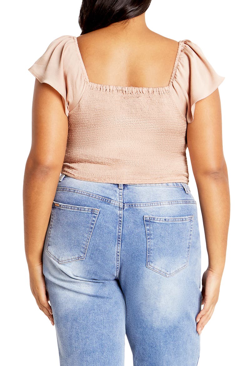 Mae Ruffle Off the Shoulder Crop Top, Alternate, color, GOLD