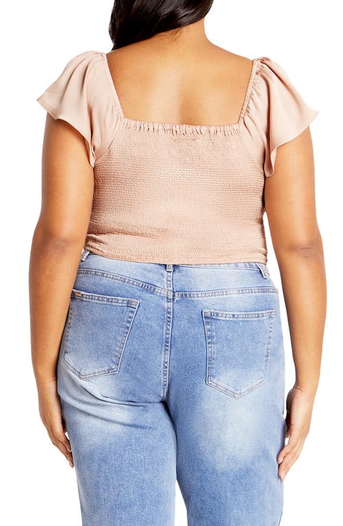 City Chic Mae Ruffle Off The Shoulder Crop Top In Neutral