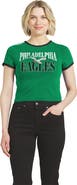 WEAR by Erin Andrews Women's WEAR by Erin Andrews Kelly Green Philadelphia Eagles Cropped Throwback Ringer Baby T-Shirt