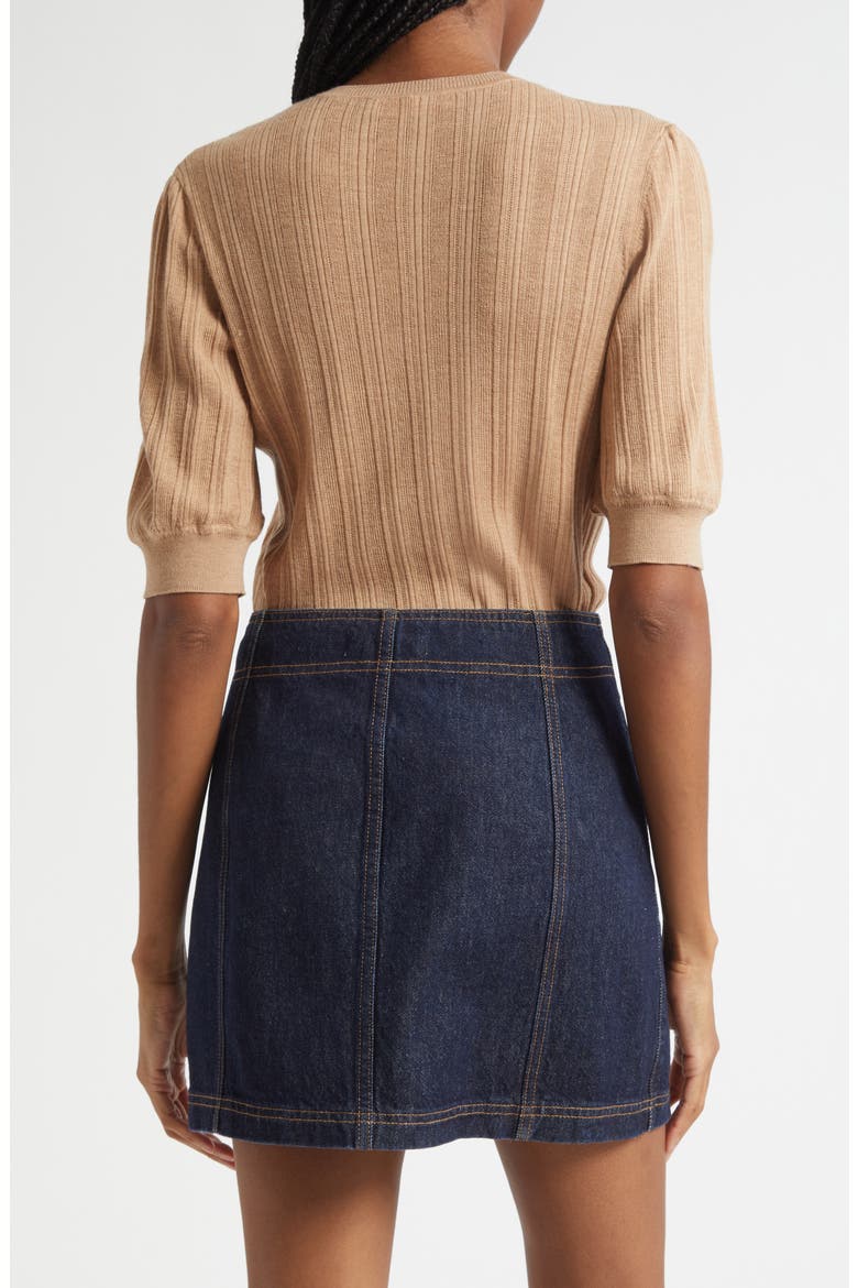Salima Ruffle & Lace Merino Wool Sweater, Alternate, color, CAMEL MELANGE