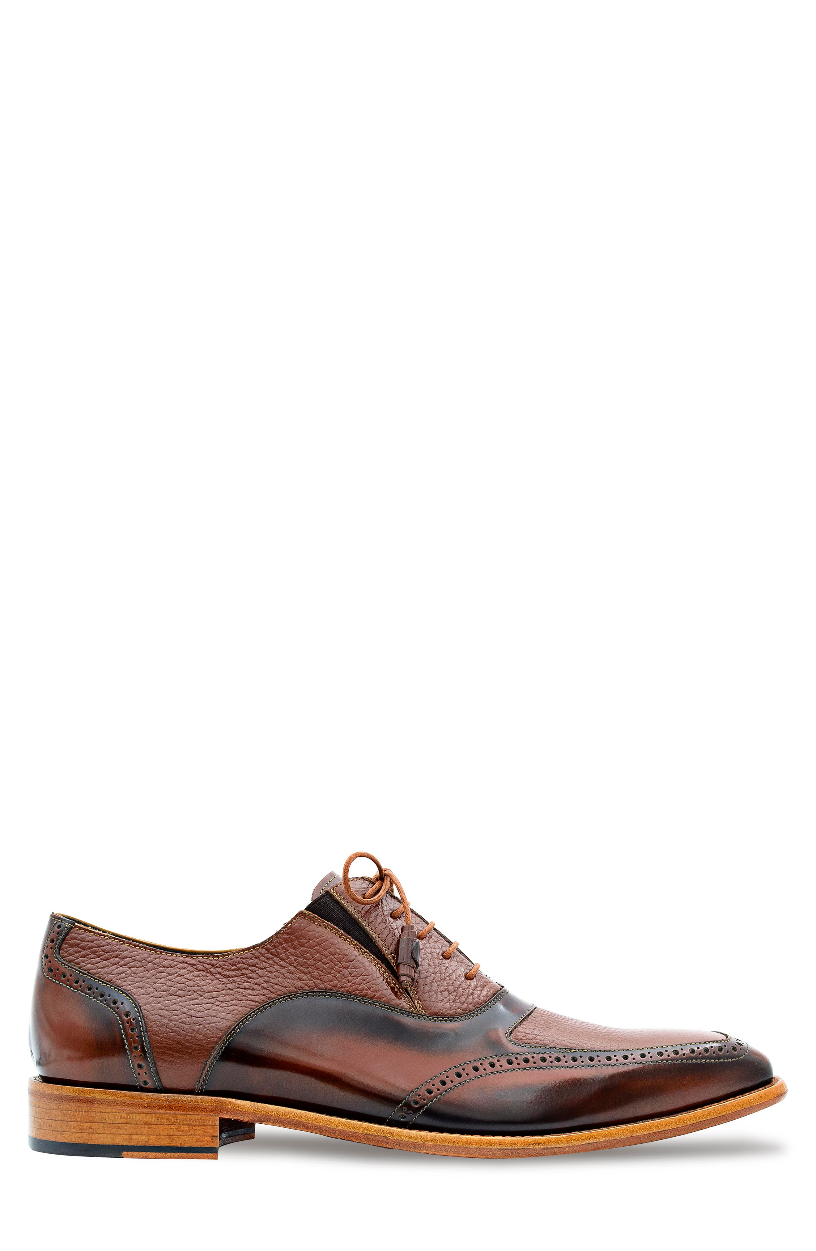 Mezlan Brogue Apron Toe Oxford, Alternate, color, Camel